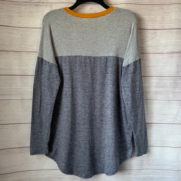 Reborn J Striped Color Block Tunic Top with Long Sleeves and Pocket Size Small - Picture 5 of 11